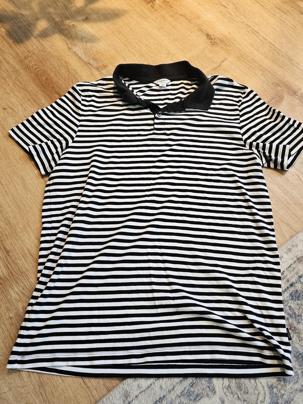 Calvin Klein Black & White Striped Polo